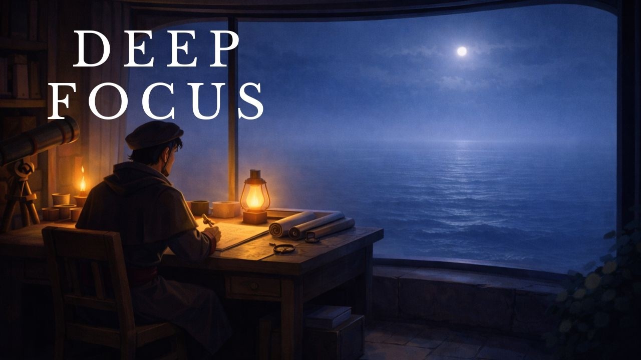 Fantasy Study Music • Sea Observatory — Candlelit Charts (Soft Beat)