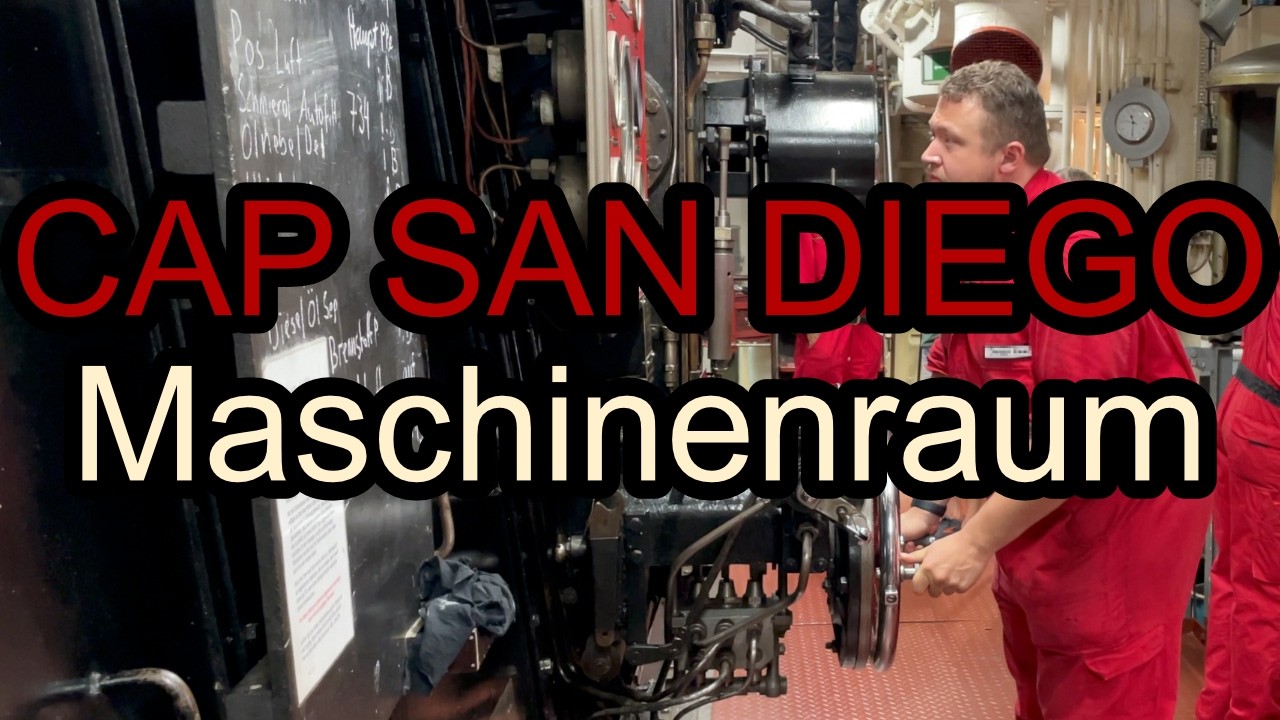 Cap San Diego - Blick in den Maschinenraum und Start der Hauptmaschine 4K
