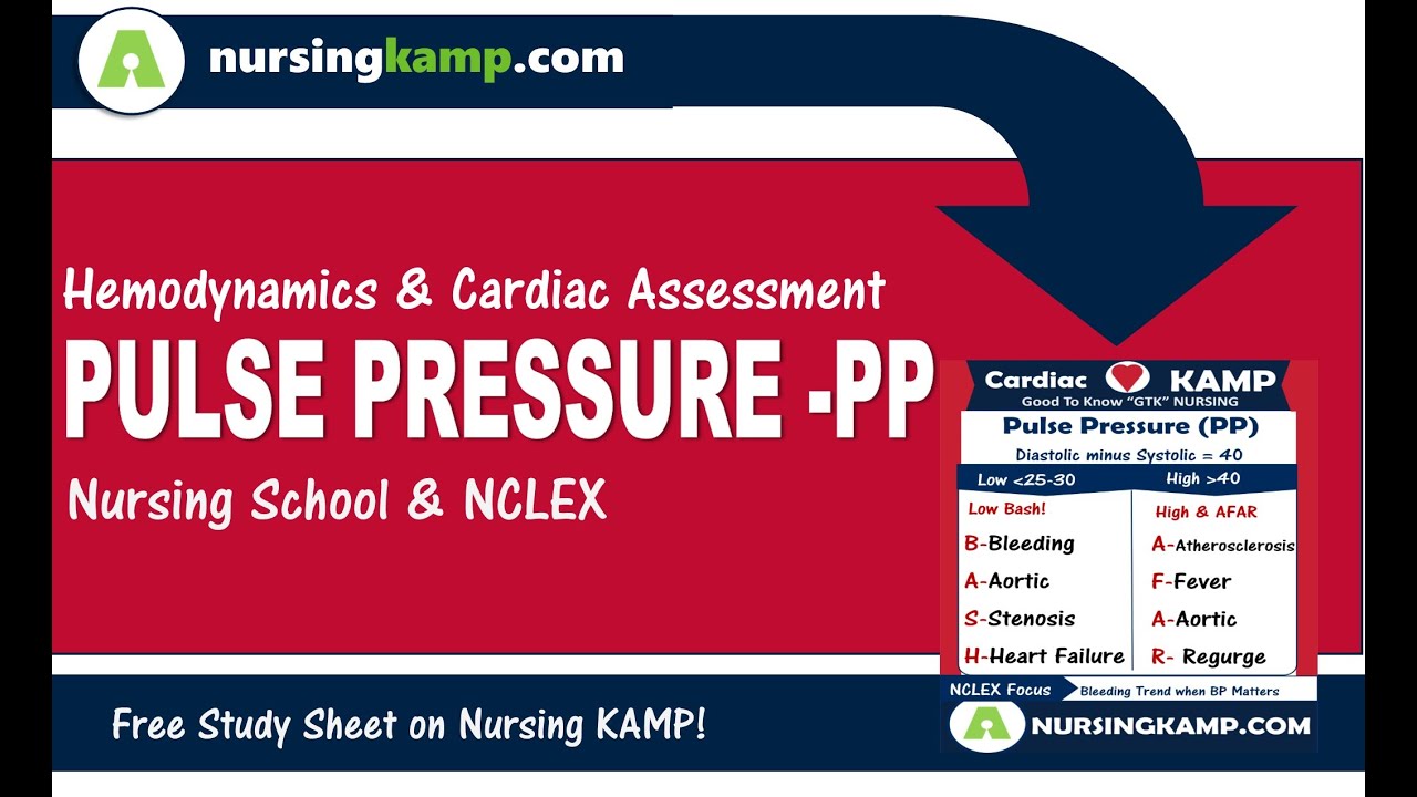 What is a Pulse Pressure Cardiac Hemodynamics  Nursing KAMP NCLEX 2019