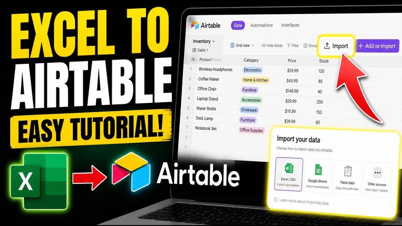 How to transfer tables from Excel to Airtable - Easy Tutorial