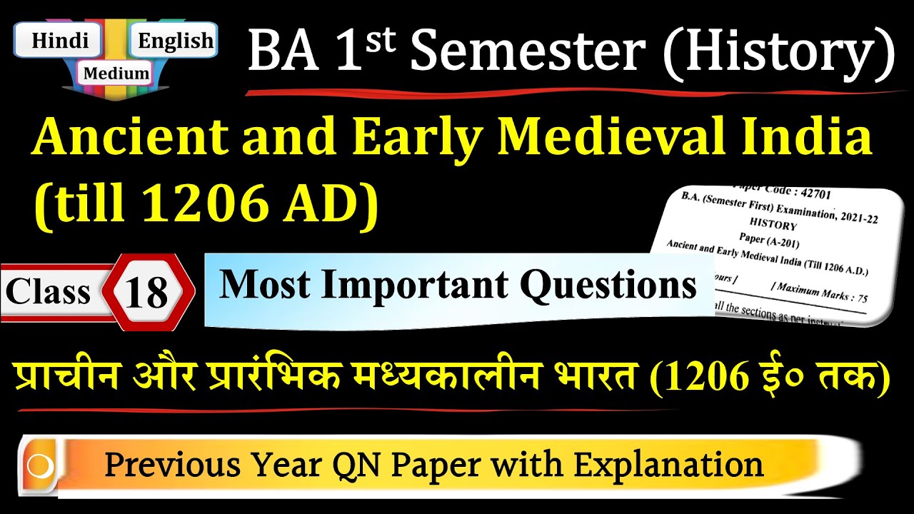 BA 1st Semester History Important Questions | Ancient and Early Medieval India till 1206 AD