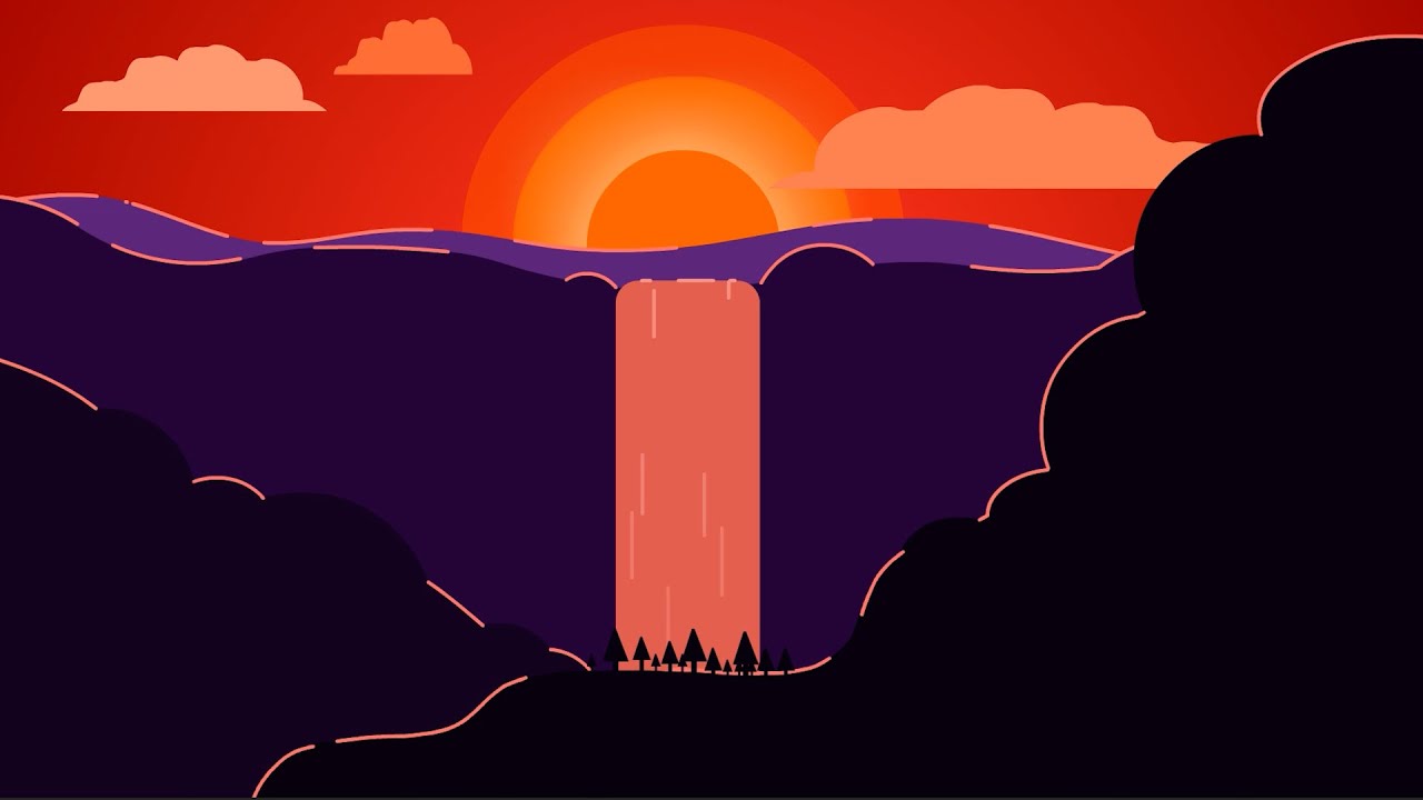 Adobe Animate #65: Create Beautiful Landscape of Waterfall and Mountain