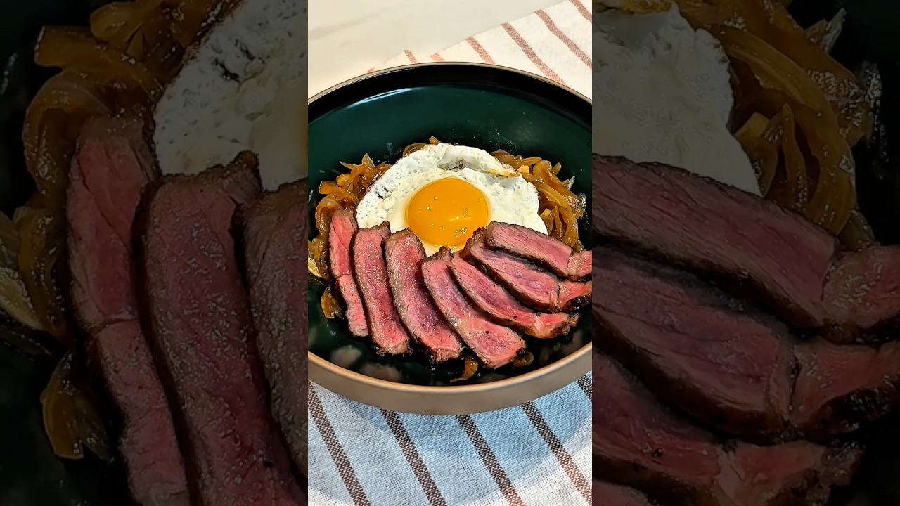 Cook Dinner with me😋 | Steak Rice Bowl #dalstrong #cooking #food #shorts #donburi