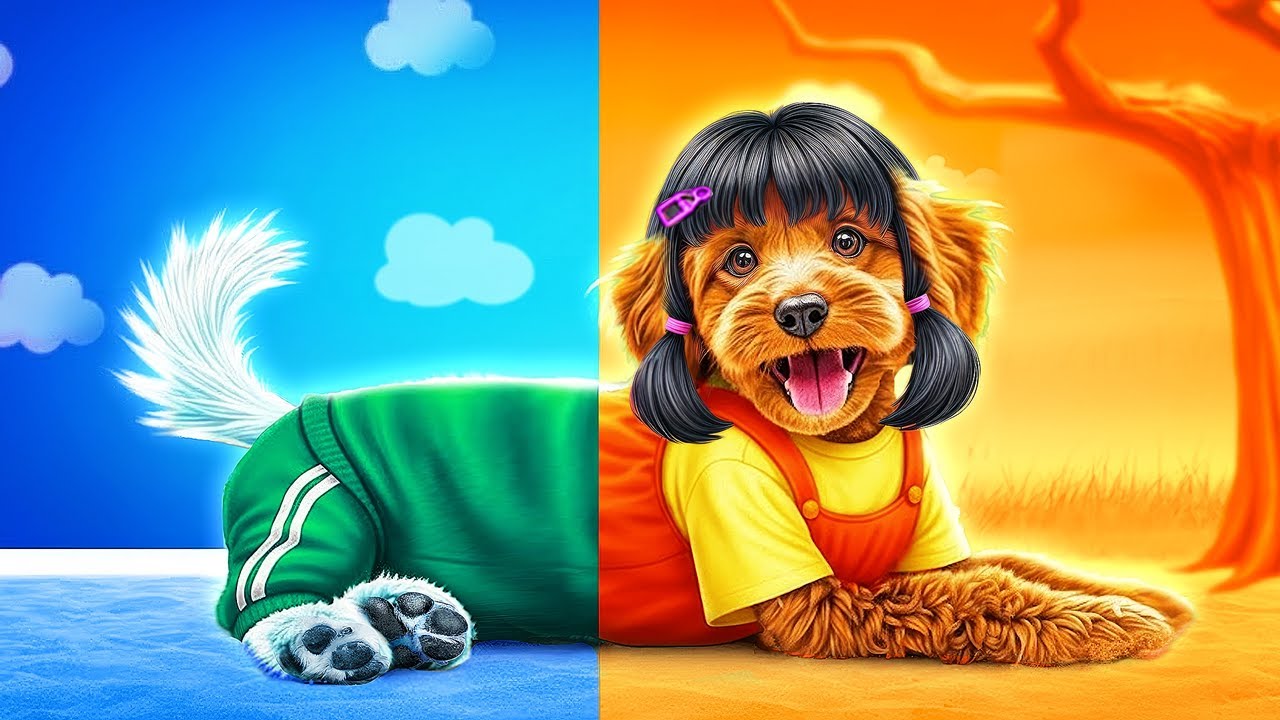Squid Game Puppe hat einen Hund adoptiert! Squid Game Puppe im echten Leben!
