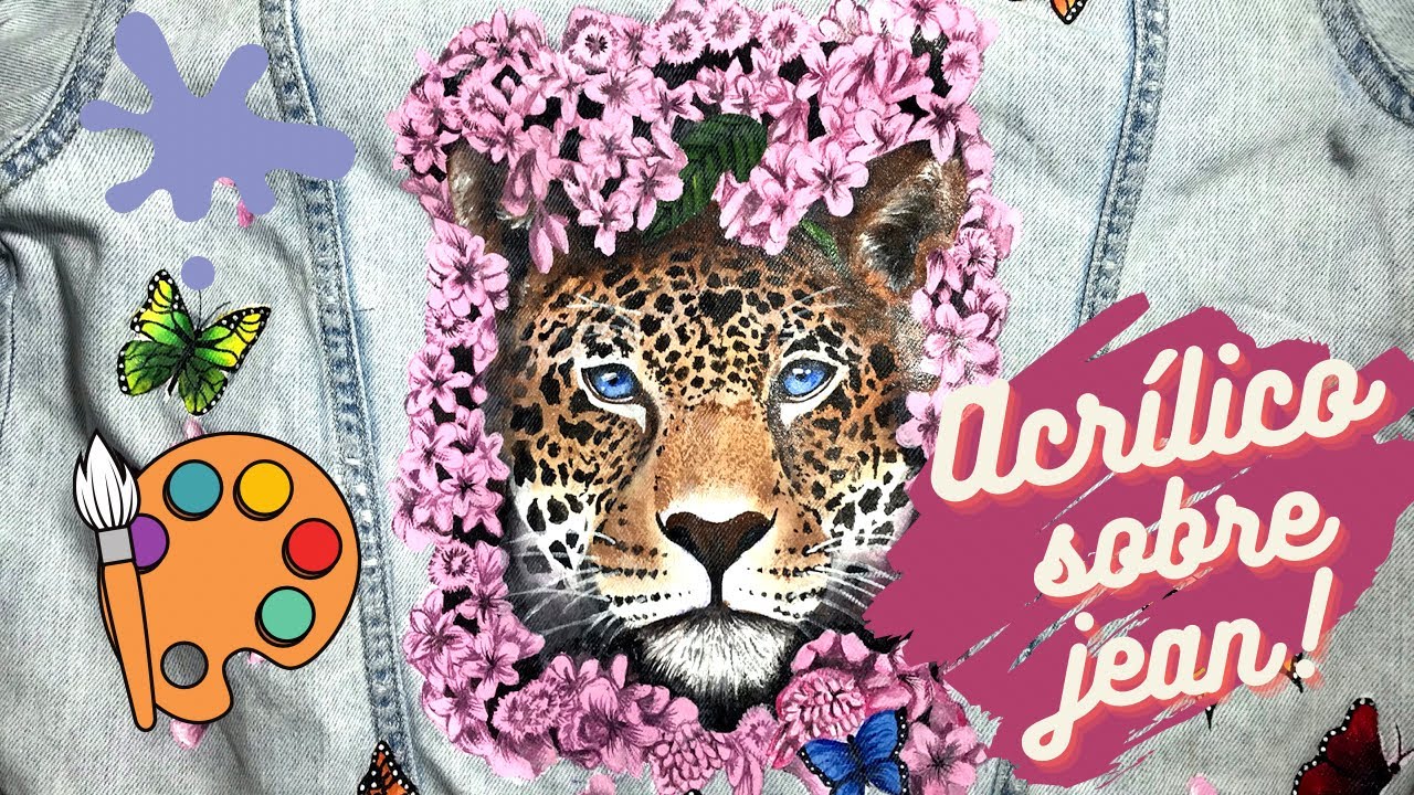 ¿ARRUINÉ OTRA CHAQUETA? LEOPARDO en ACRÍLICOS sobre chaqueta de JEAN | Tutorial actualizado