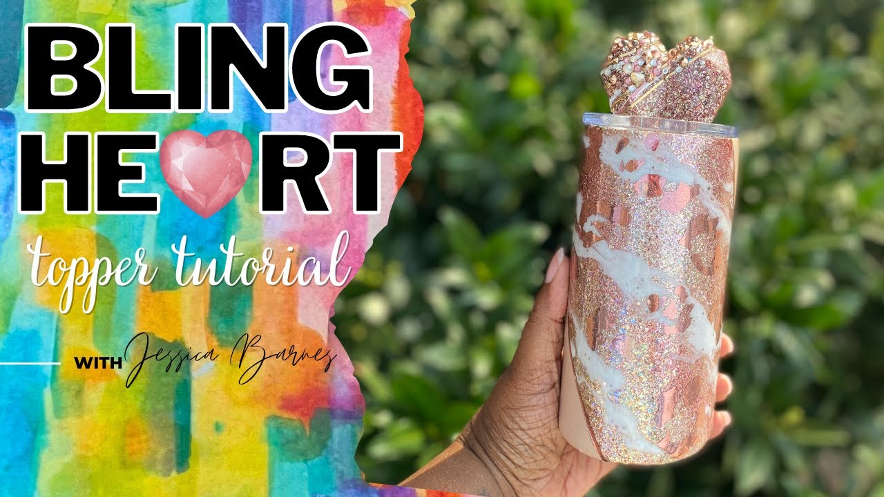 Resin Heart & Rhinestone Heart Topper