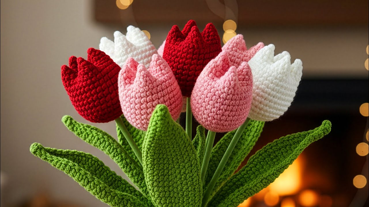 Tulipanes a Crochet para VENDER en San Valentin | Tutorial Facil y Bonito