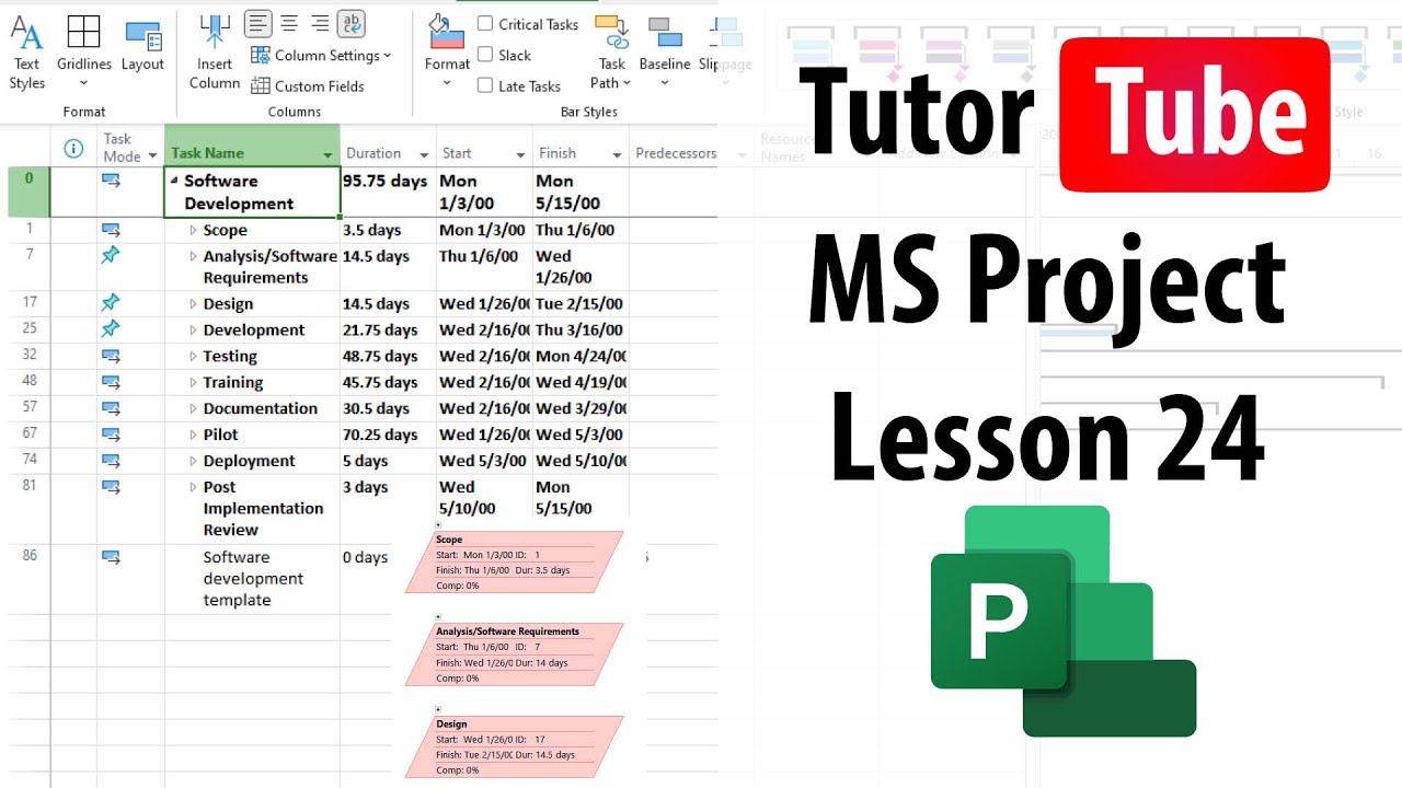 Microsoft Project - Lesson 24 - Adding Lag Time