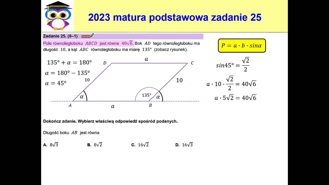 25 PP 2023 Matura matematyka poziom podstawowy, termin dodatkowy, czerwiec, zadanie 25