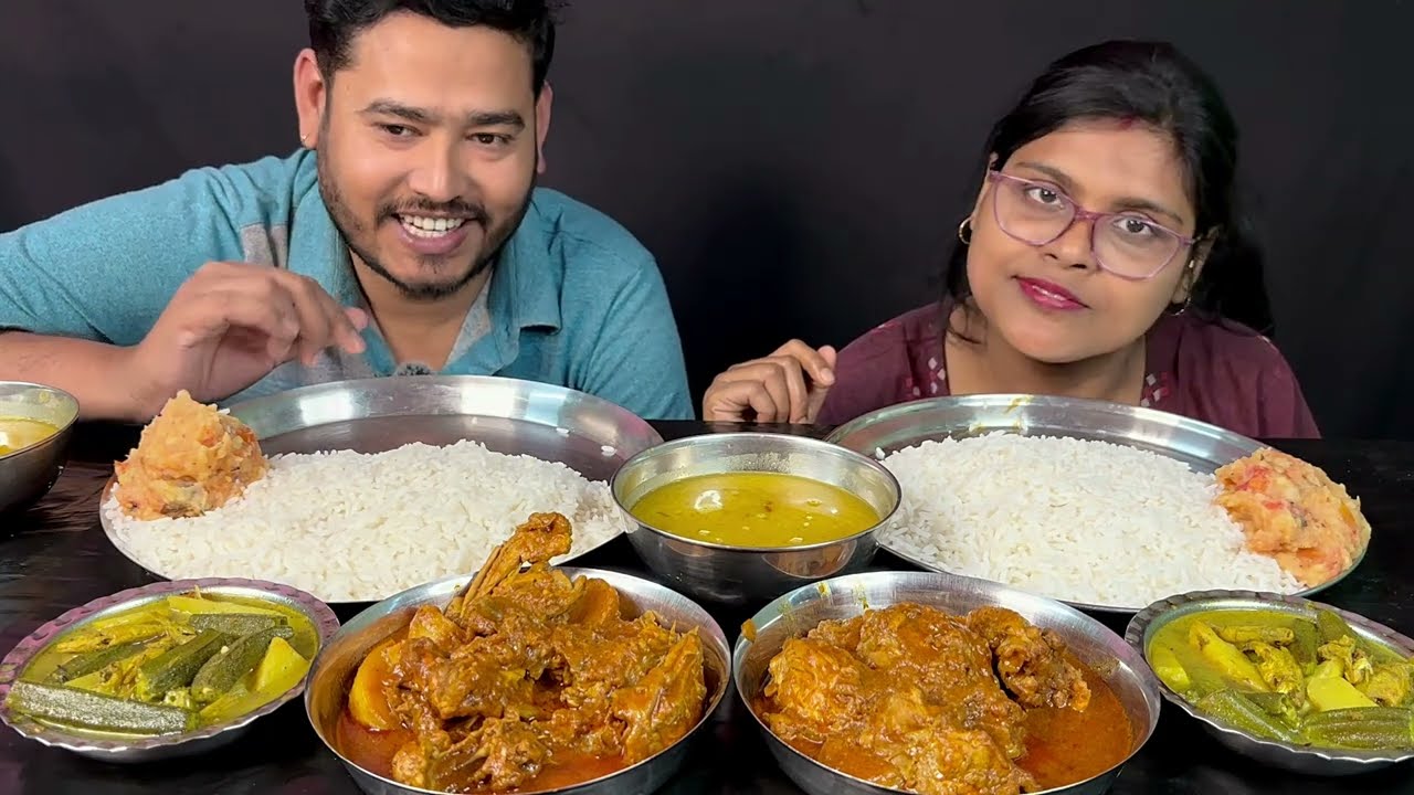 chicken cuerry vindi daal rice eating challenge