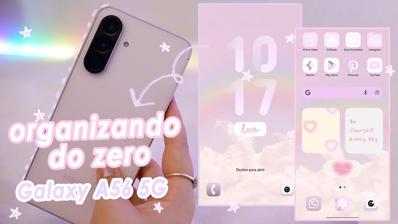 Organizando do zero meu Galaxy A56 5G *aesthetic*  ✨🌷🎀💜