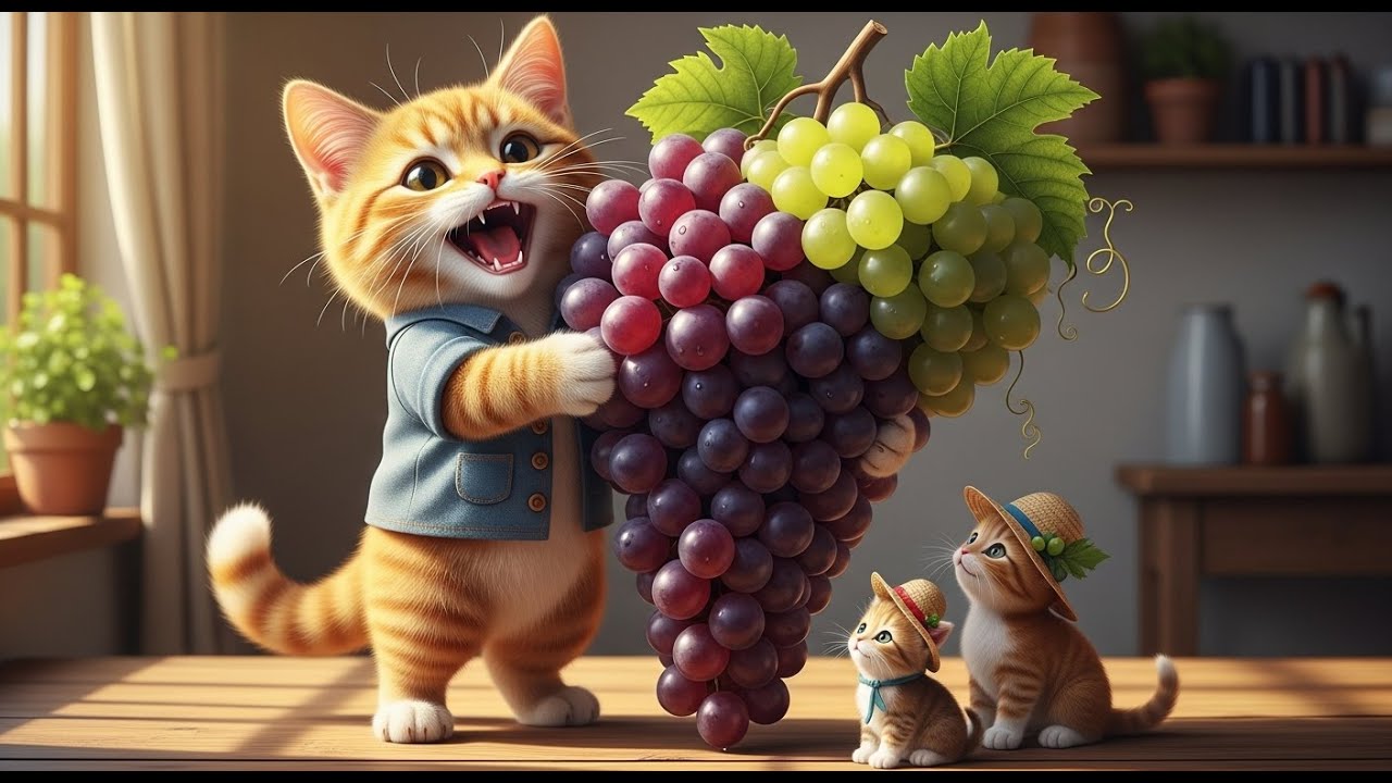 Ginger Family – Giant Grape Delight! Mama Cat’s Vineyard Harvest Adventure | Cute Cat & Kitten Story