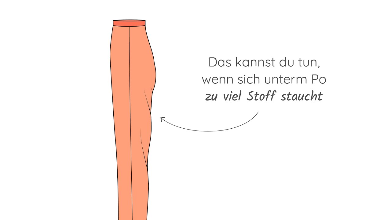 Hosenpassform: zu viel Stoff unterm Po