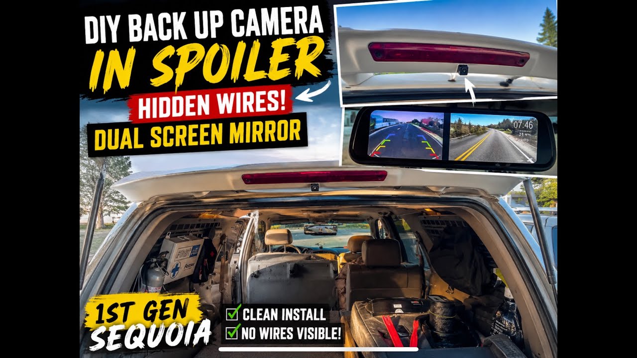 1st Gen Toyota Sequoia Back Up Camera in Spoiler (hidden wires) with Dual Screen Mirror