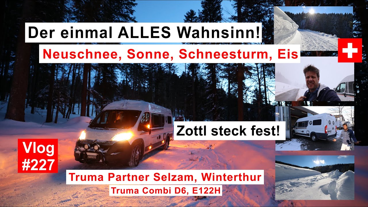 #227 Schweiz | Sonne, Schnee....Zottl steckt fest! | Schneesturm | Selzam Winterthur | Eisglätte| 4K