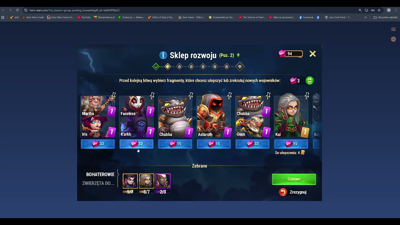 Hero Wars by DreSik (Event  Asherona - praktyczne porady i tradycyjny założeniowy excel)