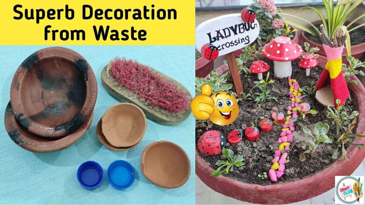 Waste Diya reuse idea/Best out of waste Diya/DIY garden decor-2