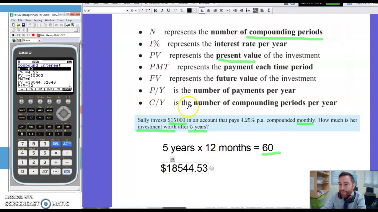Compound Interest Graphical Display Calculator (fx-CG50)