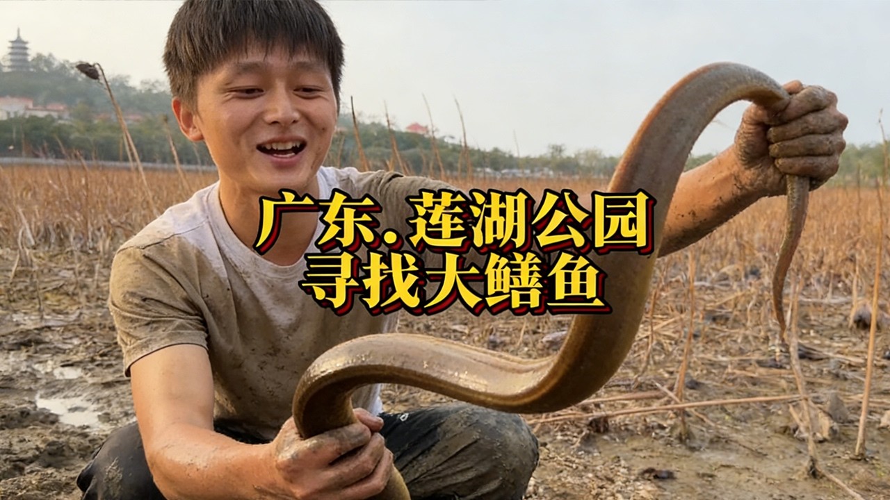 蓮湖尋大鱔一路坎坷，好在功夫不負有心人，大貨終於到手！#熱門 #fishing