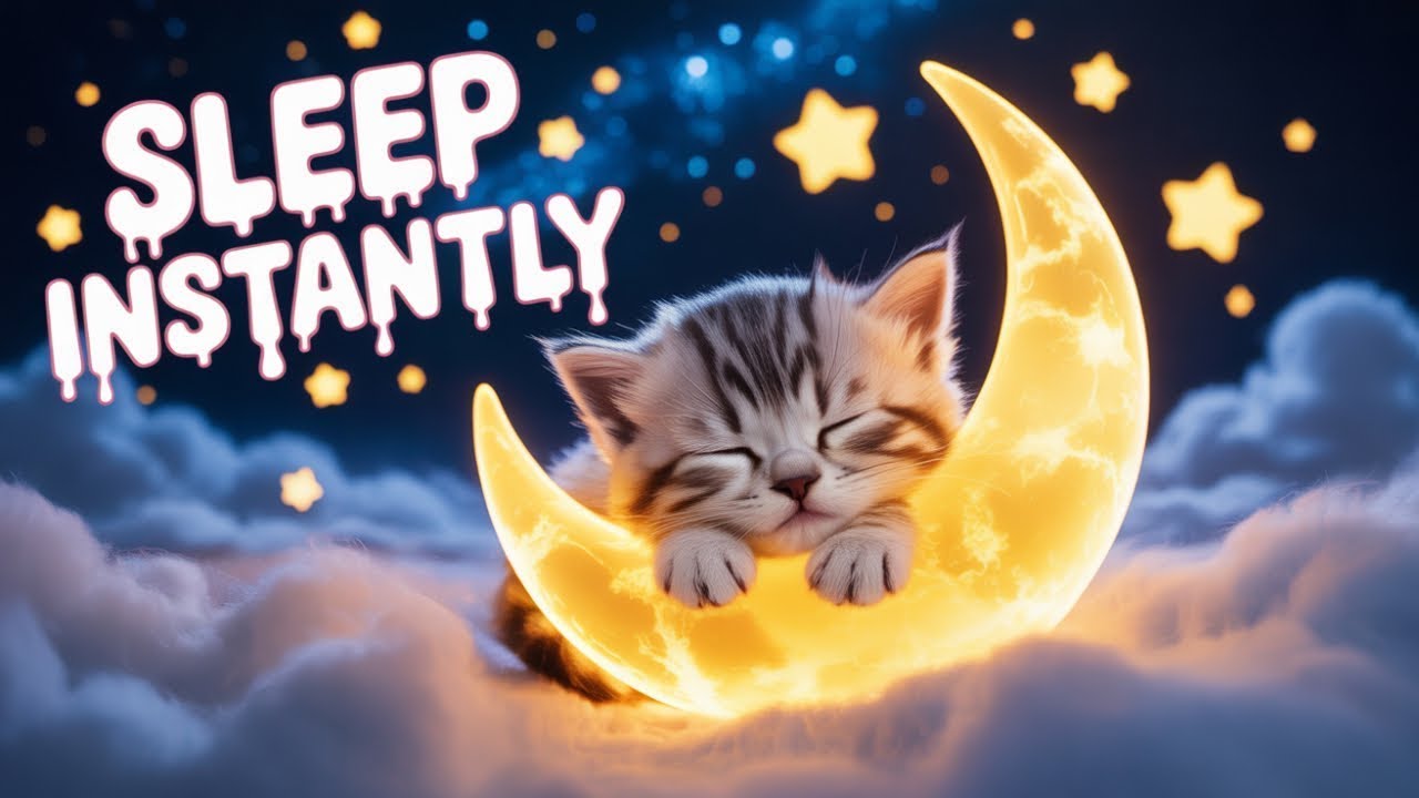 Baby Sleep Fast 😴 Cute Cat Moon Lullaby 🌙 Sleep Instantly in 3 Minutes 🎶 Soothing Bedtime Music