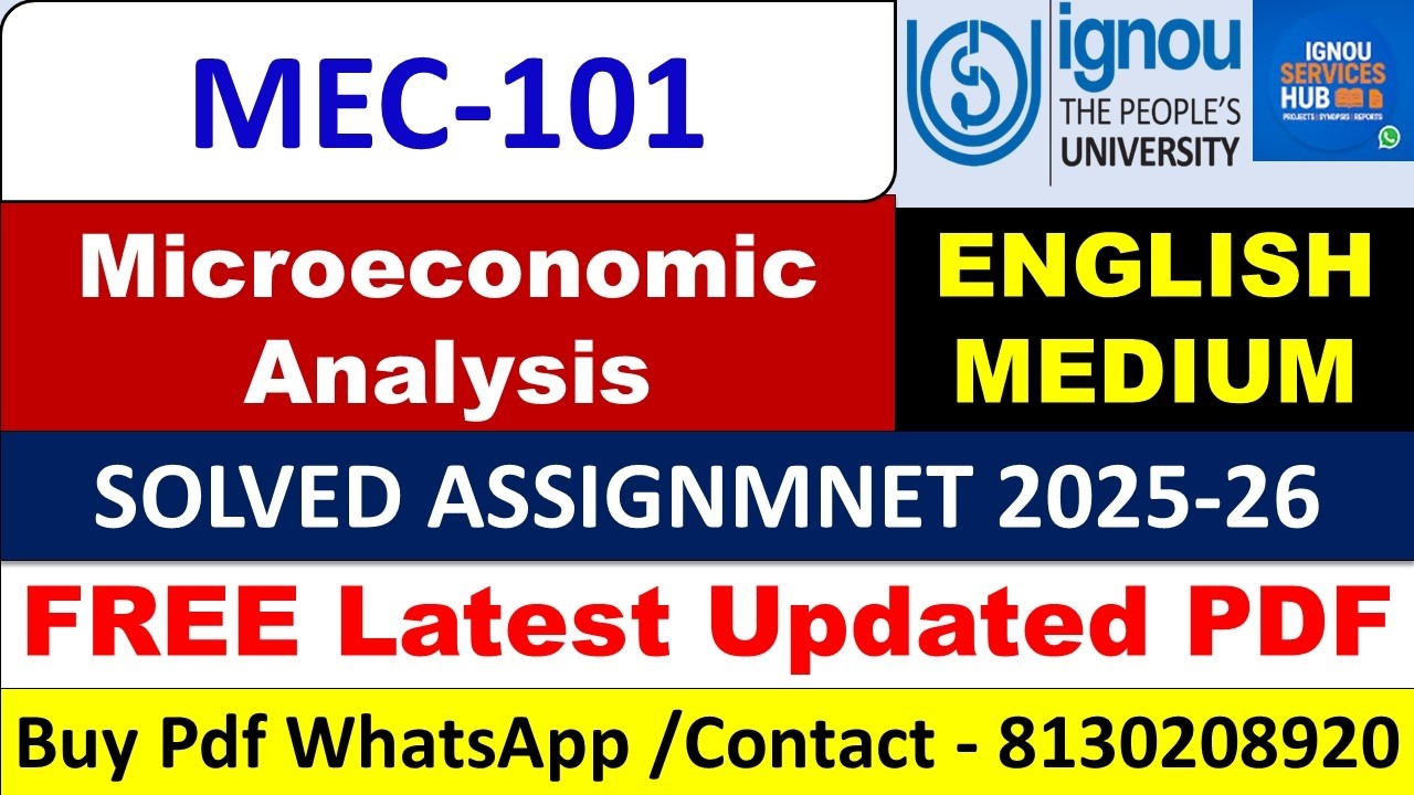 IGNOU MEC 101 Solved Assignment 2025-26 in Hindi | mec 101 solved assignment 2026