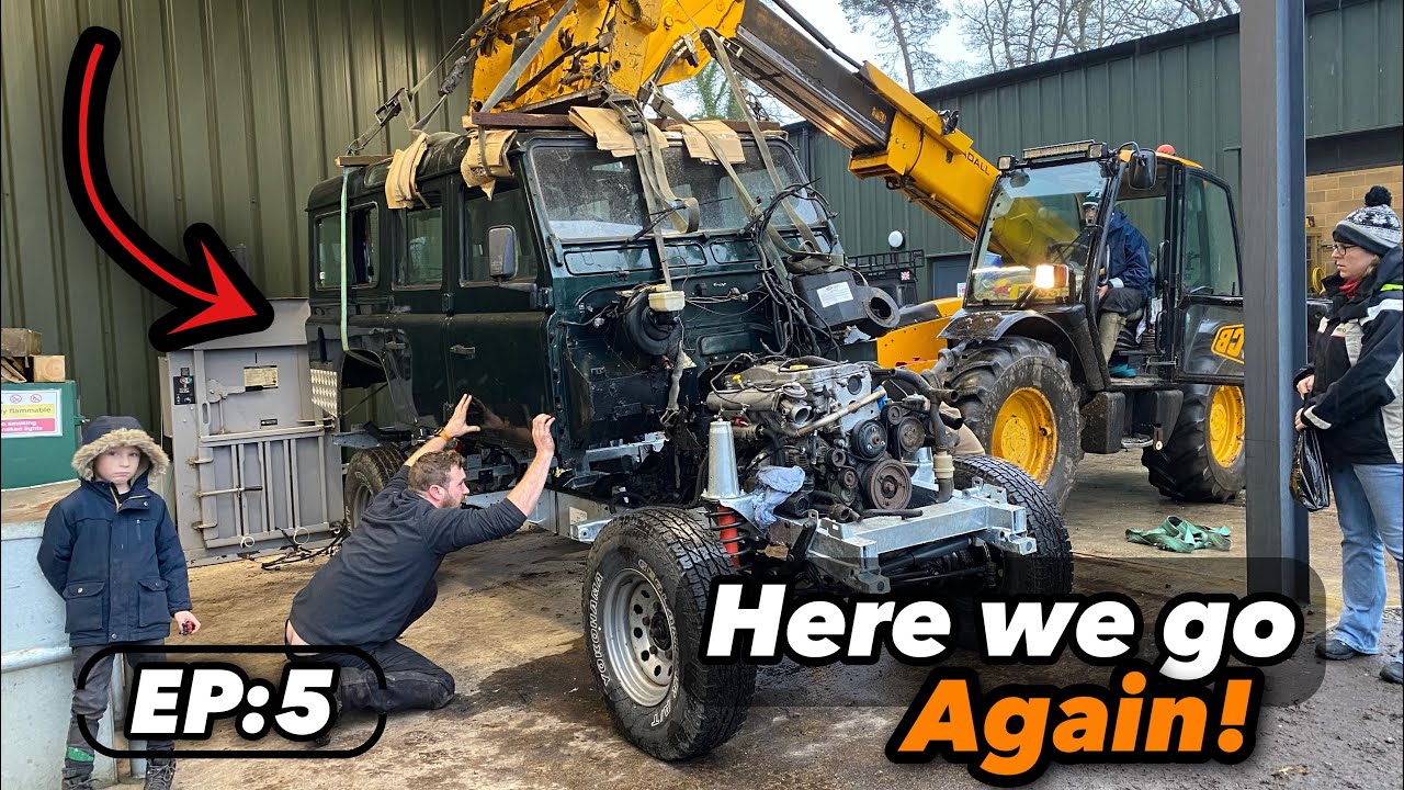 PUTTING MY LAND ROVER DEFENDER 110 BODY ON IT'S NEW GALVANISED CHASSIS (Episode:5)