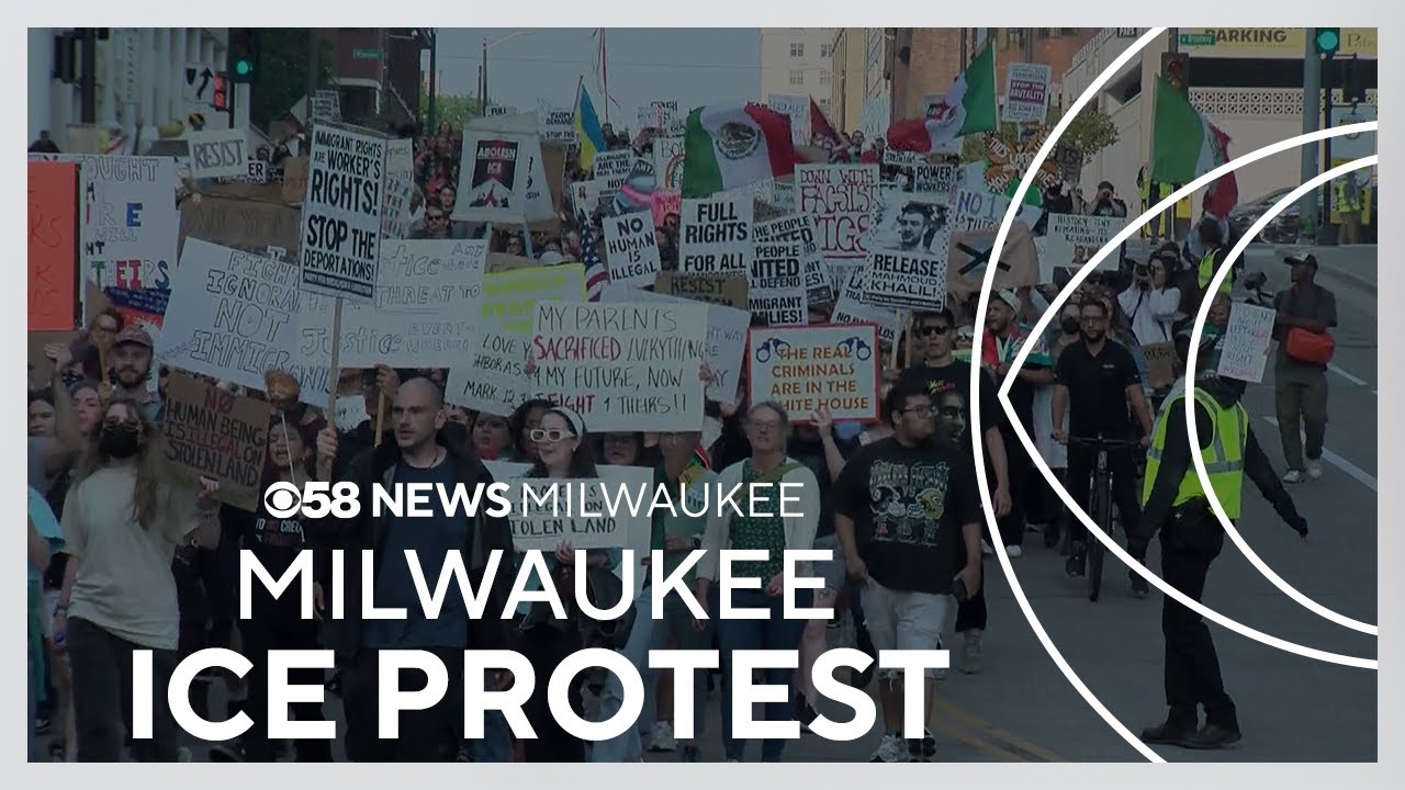 More than 1,000 people protest Trump and ICE immigration policies, march through downtown Milwaukee