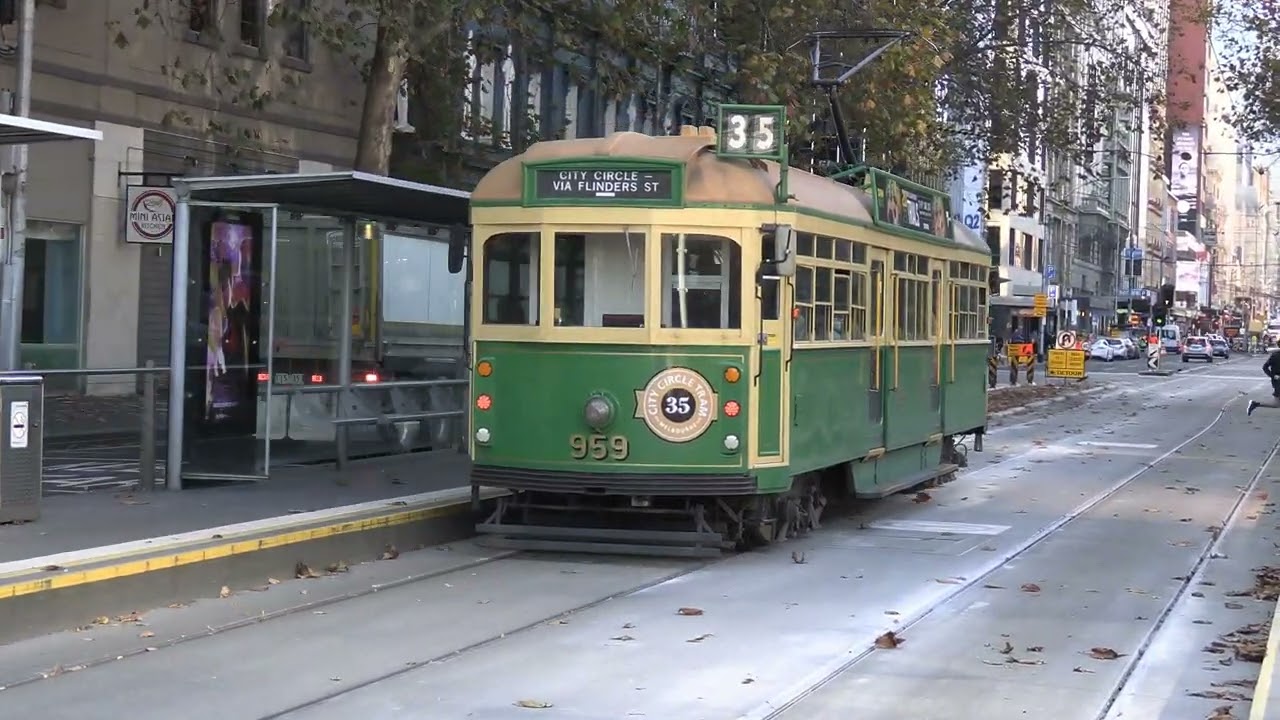 MELBOURNE TRAMS at Flinders St and Market St - W8 Tram I B2 Tram I E Tram I A Tram