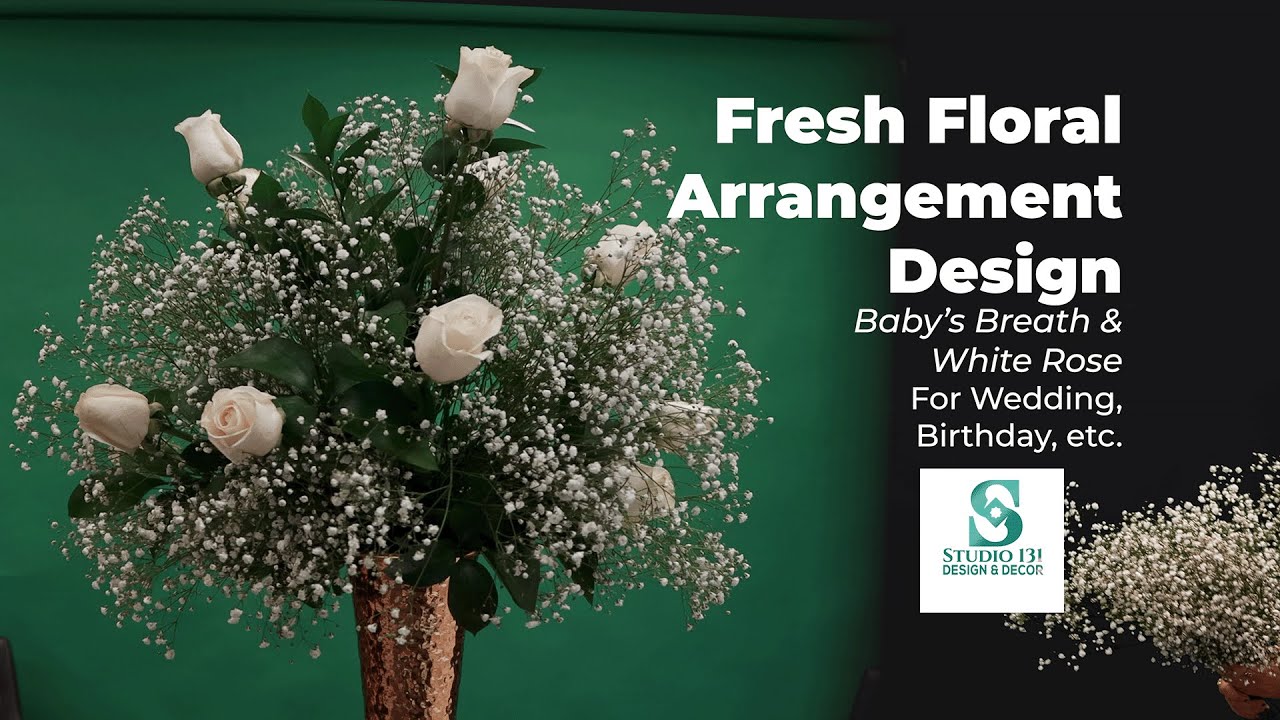 Baby's Breath and White Rose Wedding Decor Arrangements by Karen Aucoin of Studio 131 Orange Lake