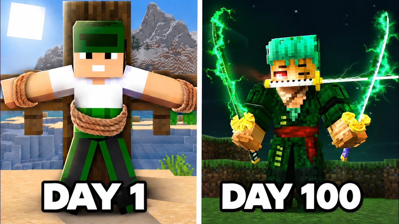 I Survived 100 Days as ZORO in One Piece Minecraft