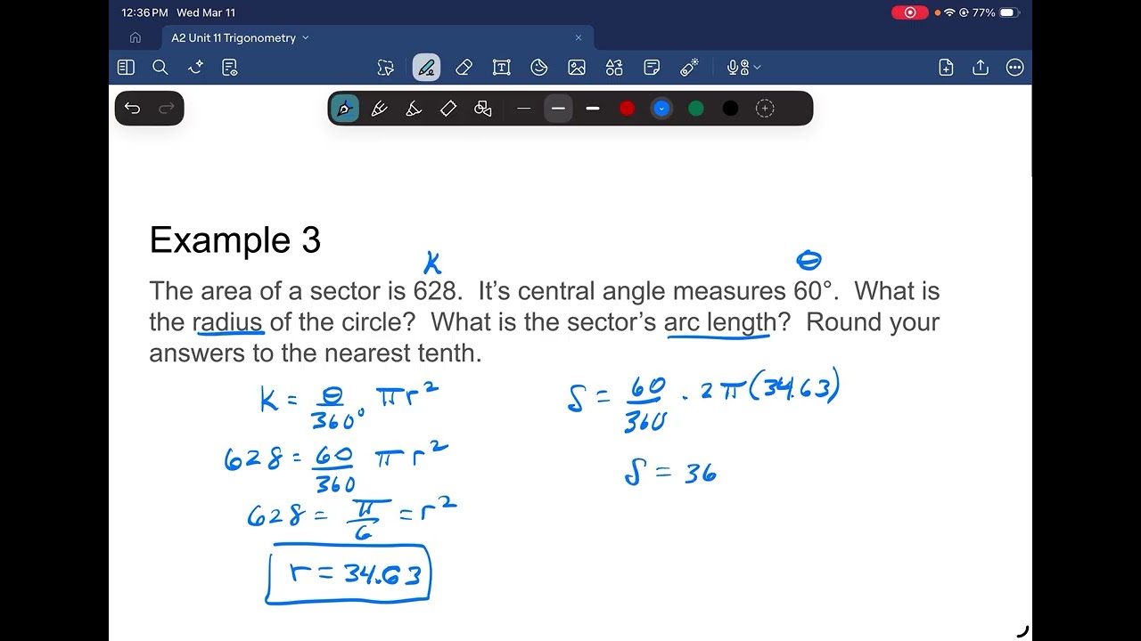 A2 Lesson 11.6 Arc Length and Area of Sectors