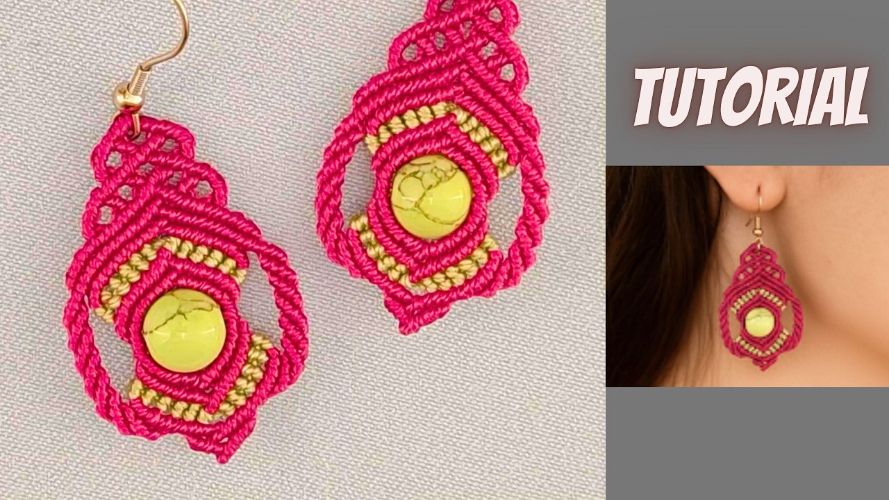 DIY Macrame Earrings with Gemstone Bead