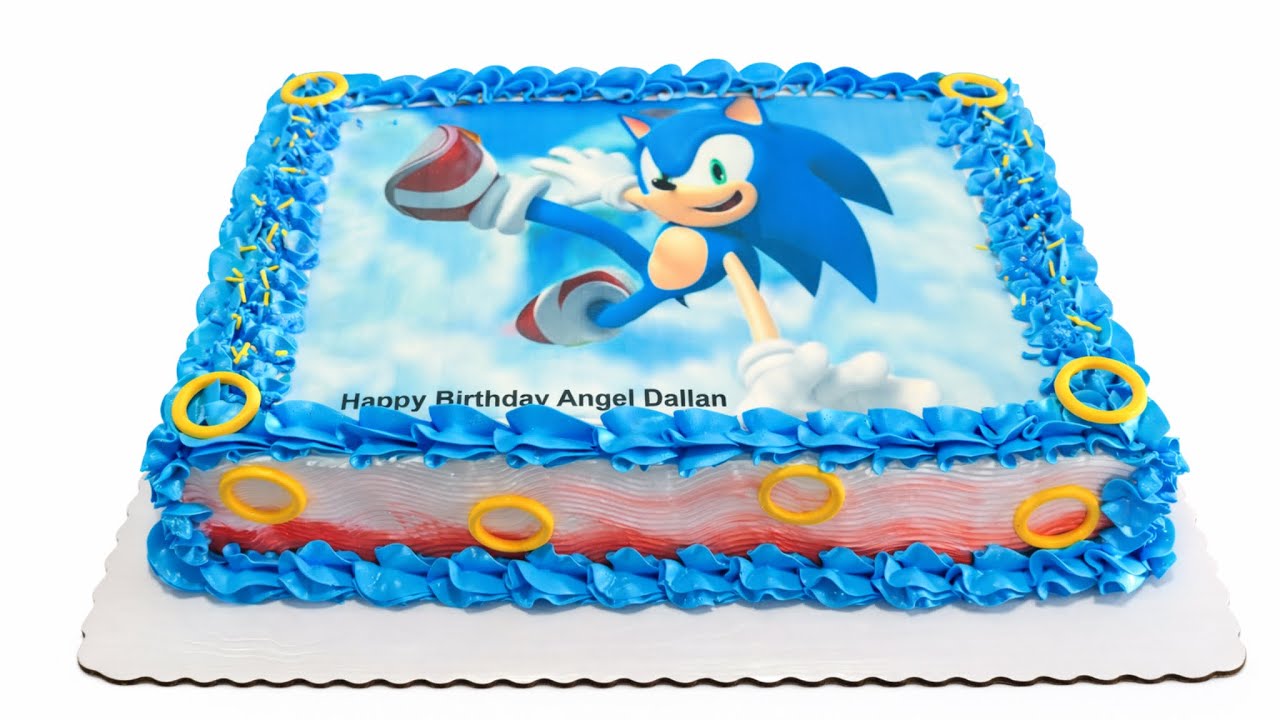 Como hacer un pastel rectángular tema sonic en chantilly delicioso
