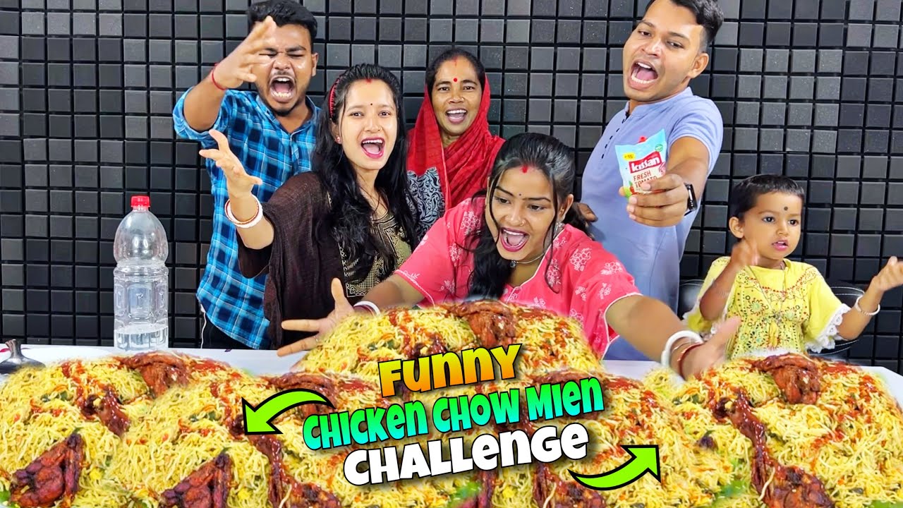 Chicken Chow Mien Bottle Flip Funny Challenge With Family
