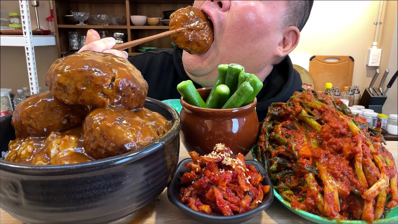 고추함박덮밥 + 매운파김치 + 무말랭이 + 풋고추 먹방 MUKBANG