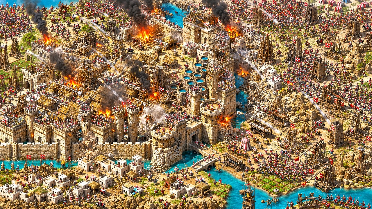 4 Players FFA Multiplayer Skirmish – Stronghold Crusader Definitive Edition