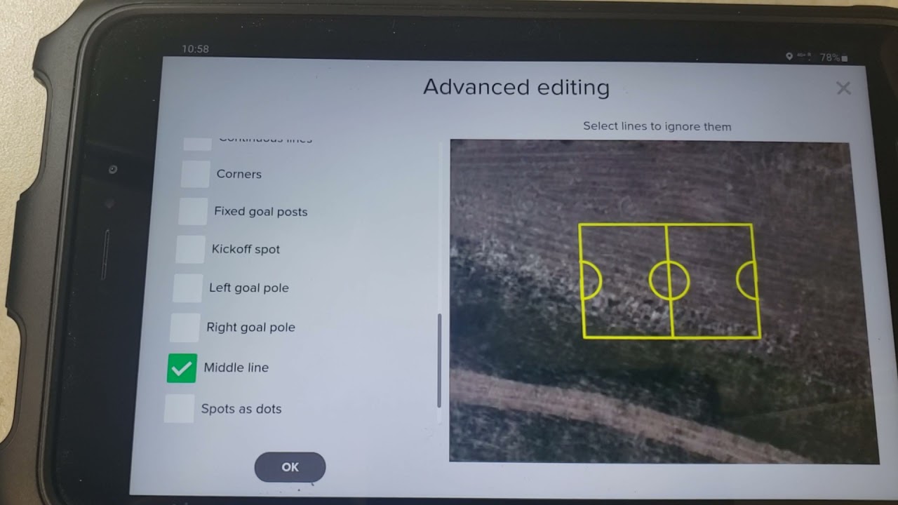 How do you make a 4 v 4 soccer field layout on Turf Painting Robot Tablet