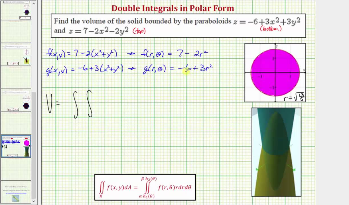 Double Integrals in Polar Form - Volume Bounded by Two Paraboloids