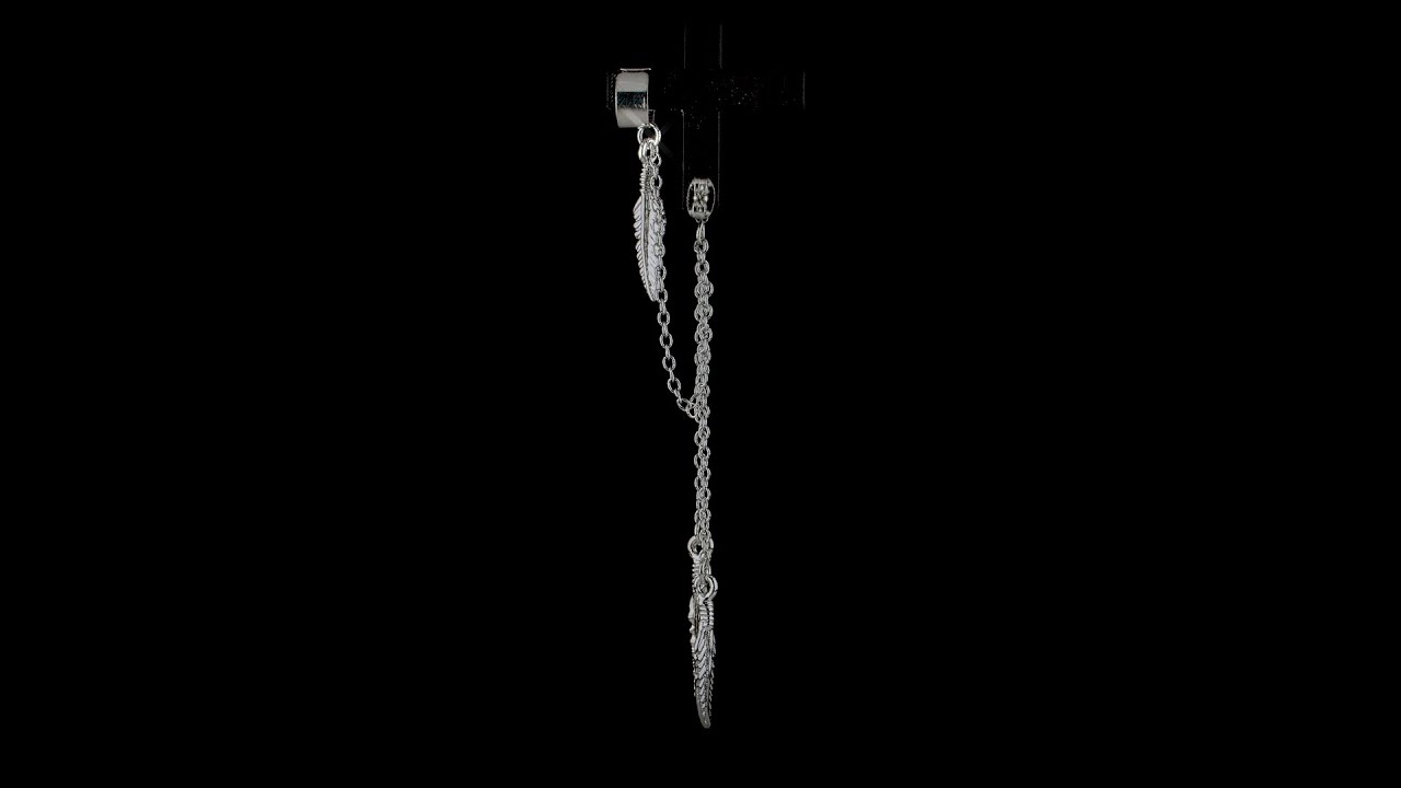 Feather Leaf Cartilage Earring Chain Ear Stud Earring Stainless Steel