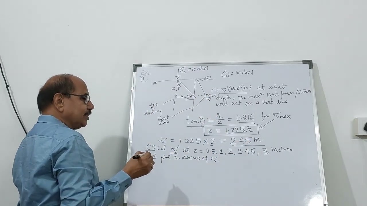 Geotechnical - 07 | Stress Distribution in Soil Bed on a Vertical line ( Example )