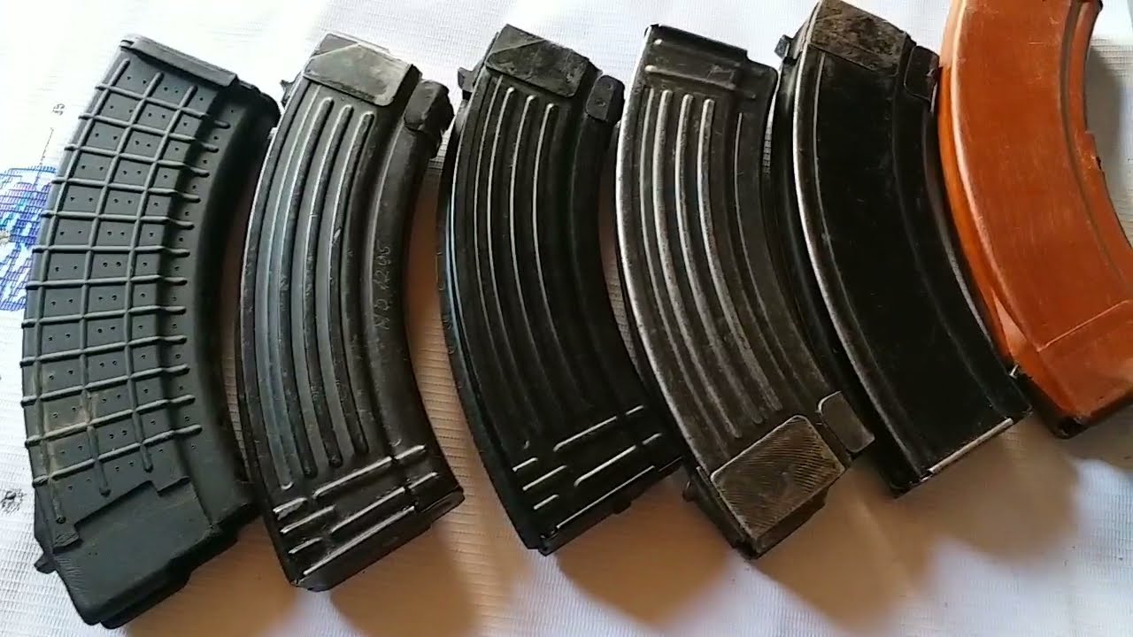 Different types of magazines of AK-47 Kalashnikov