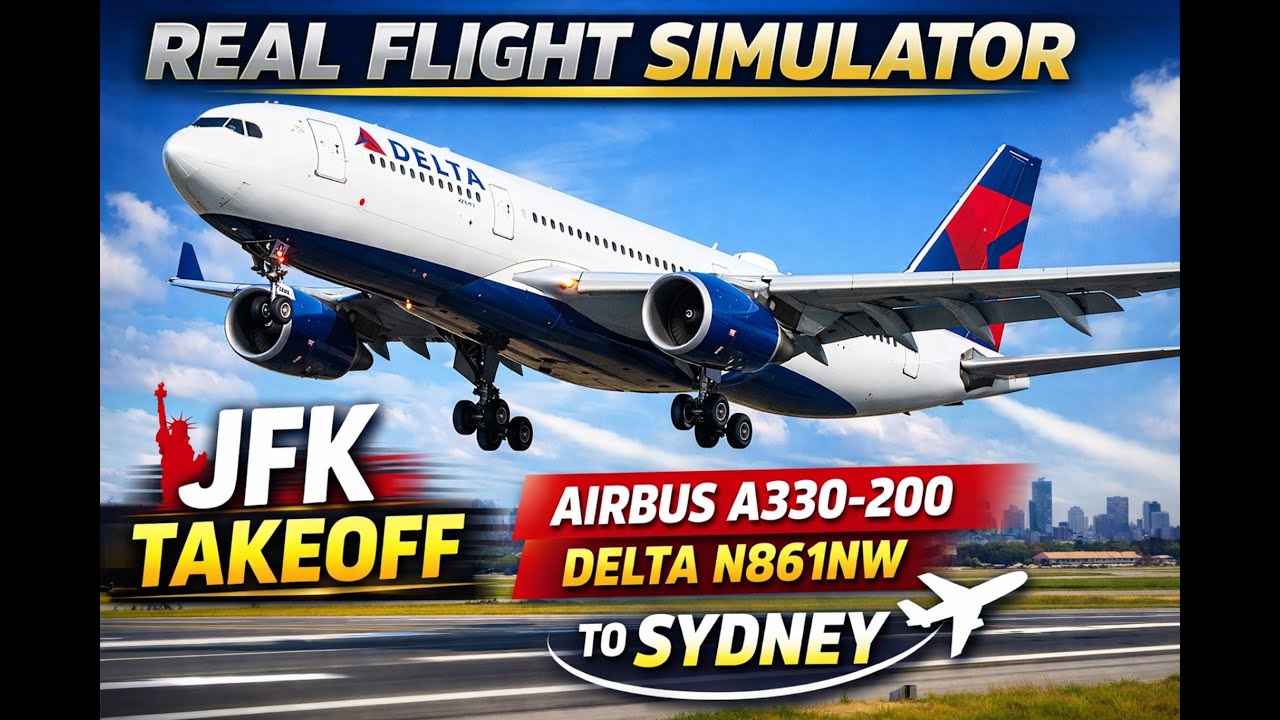 Real Flight Simulator | Airbus A330-200 Delta N861NW | JFK Takeoff for Sydney (YSSY)