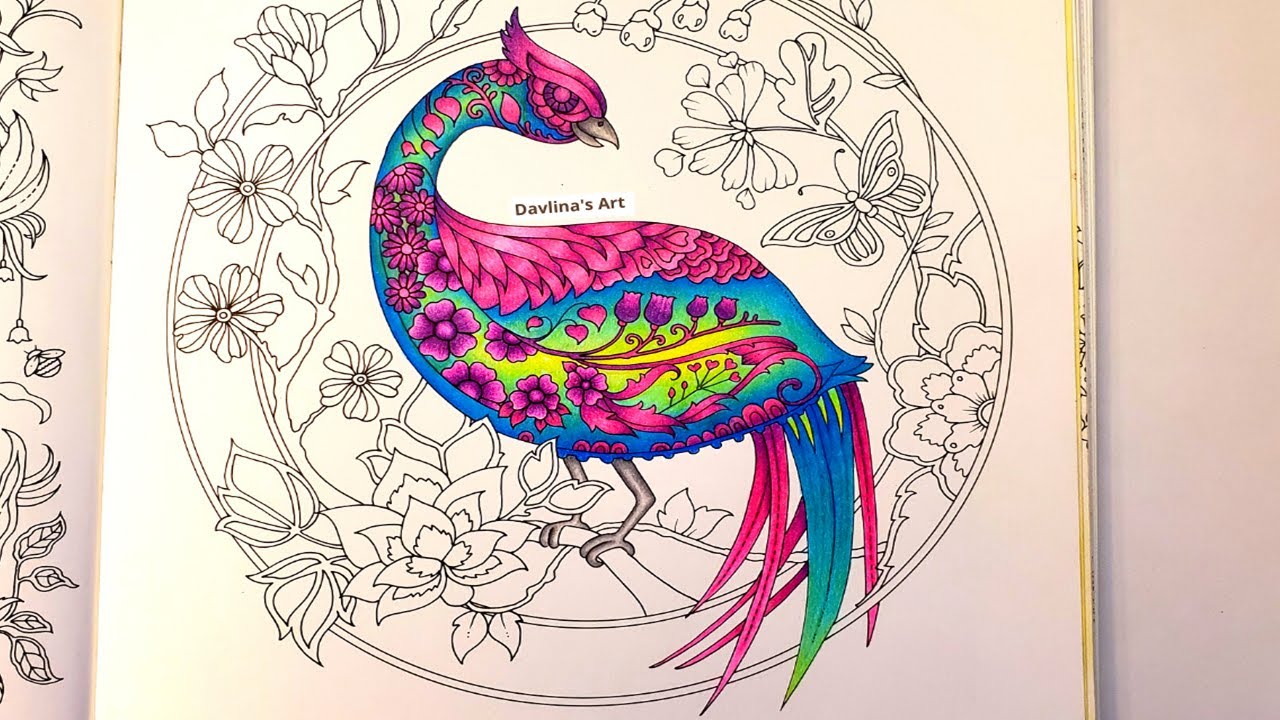 Coloring a 🦚 Peahen 🦚 PART 1 | WORLD OF FLOWERS by Johanna Basford
