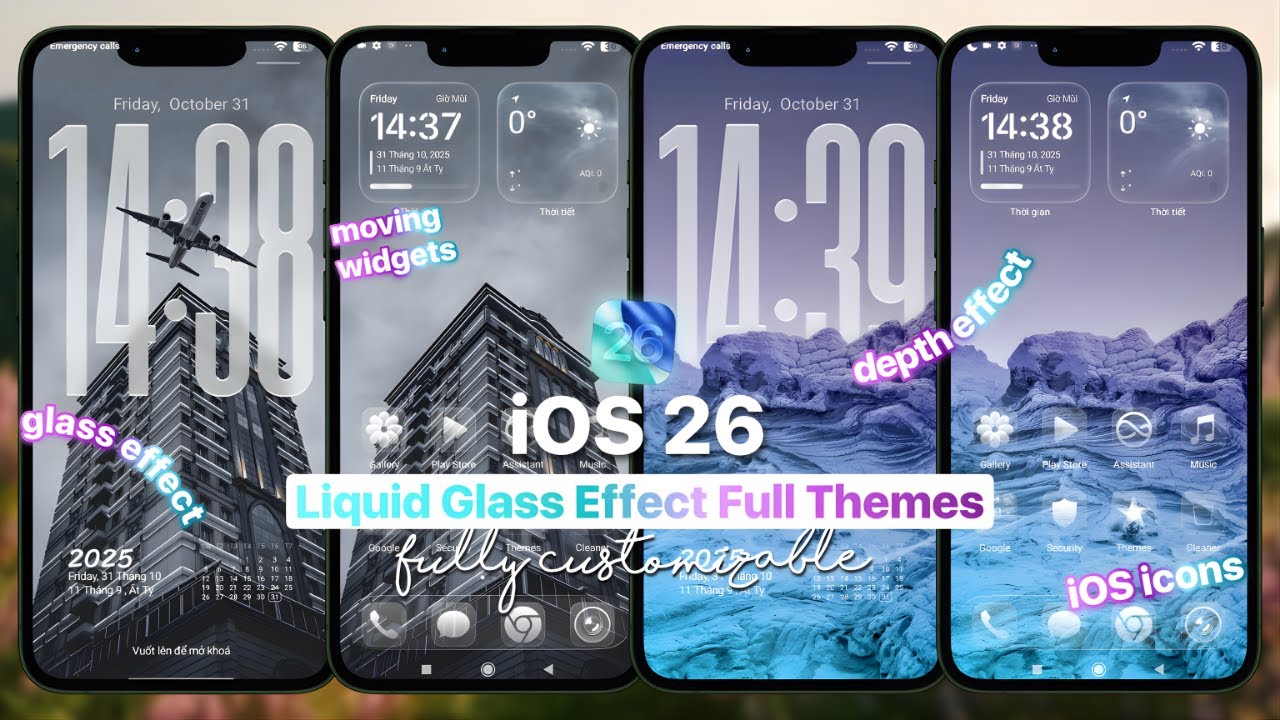 Эффект жидкого стекла iOS 26 | Полностью настраиваемая тема для Redmi и Xiaomi (HyperOS или MIUI)...