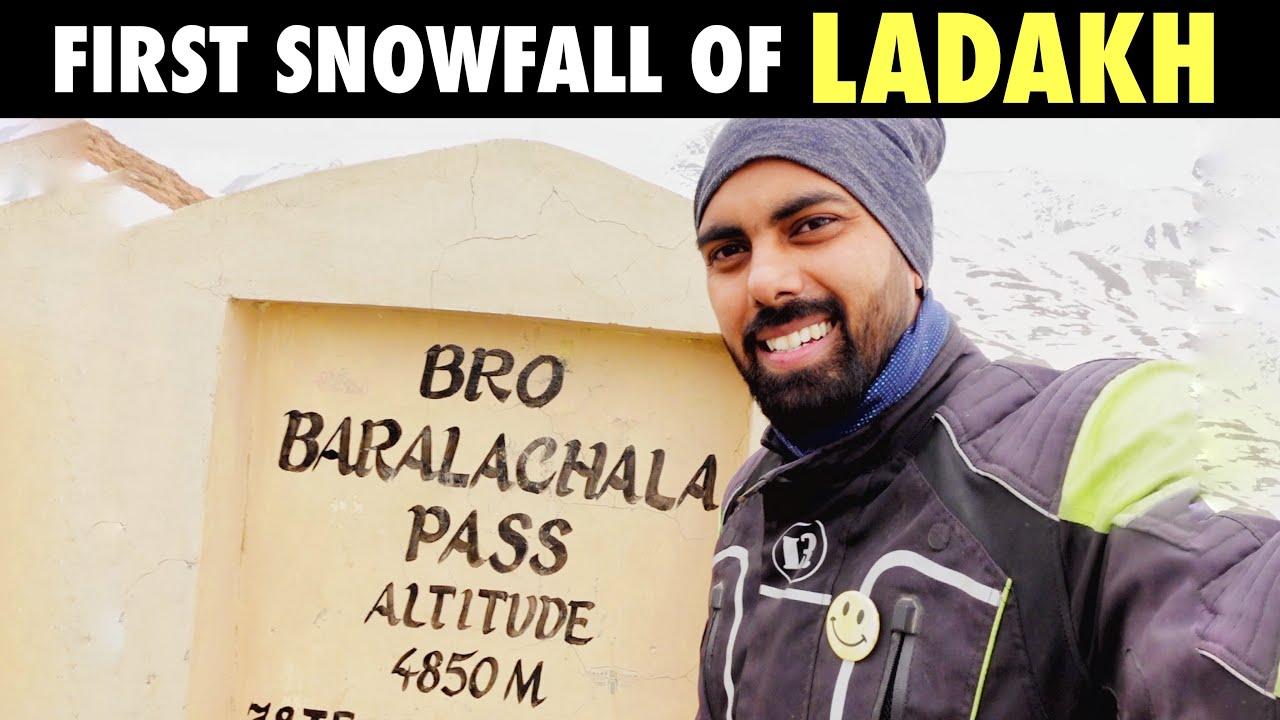[ep 04] experiencing LADAKH ki first SNOWFALL at BARALACHALA PASS | LADAKH RIDE 2021 | SJ VLOGS