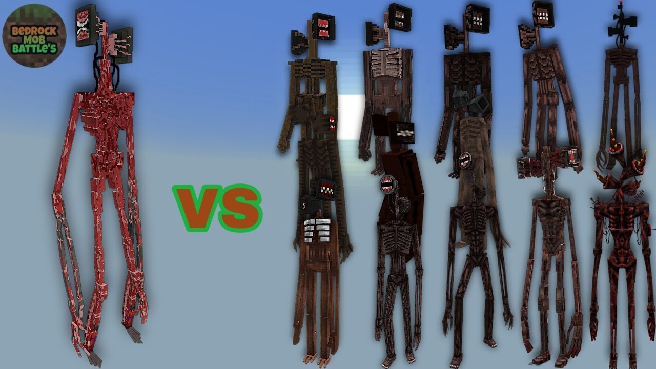 Siren Head (Megagastus) vs Other Siren Head's | Minecraft Bedrock | Mob Battle