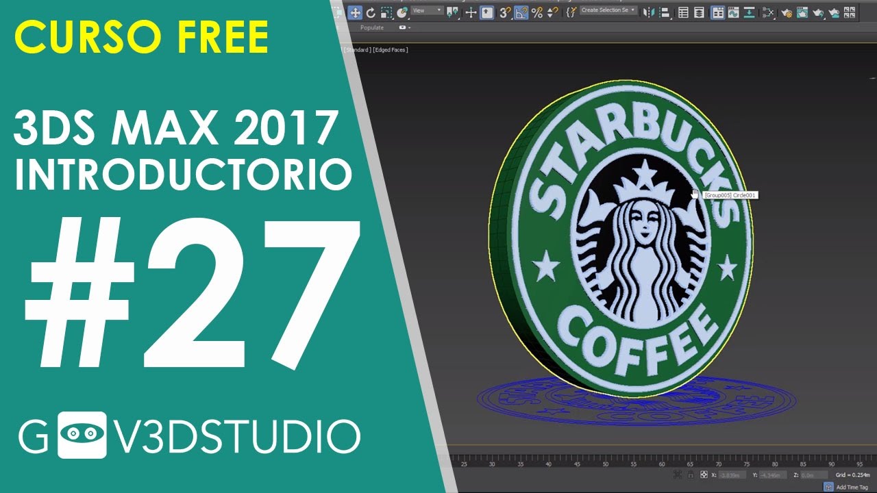 Aprende 3ds Max 2017 desde Cero 27 Logotipo Starbucks Parte 3
