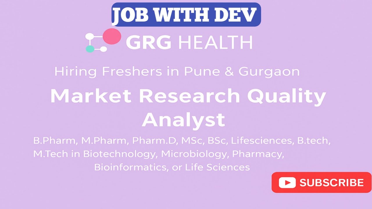 GRG HEALTH Hiring Freshers | Market Research Quality Analyst | Pune & Gurgaon Jobs 2025  | #job |