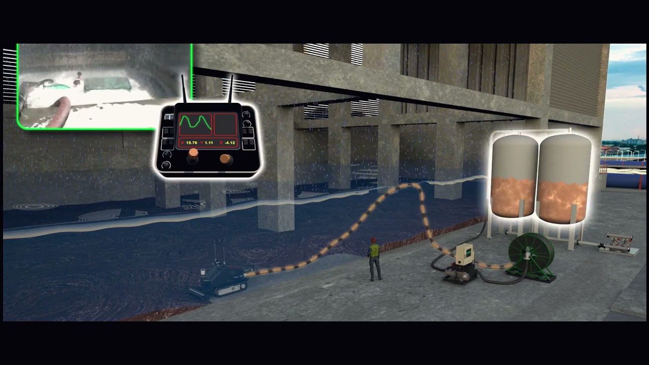 Remote operated sludge cleaning robotic system - Cooling tower cleaning