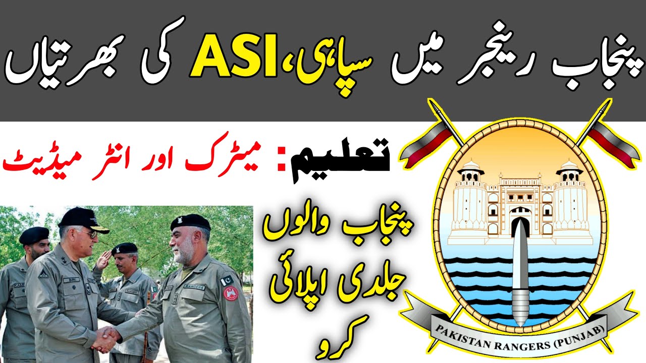 Punjab Ranger latest Jobs 2020 || Latest Jobs in Punjab Rangers 202_Apply Online